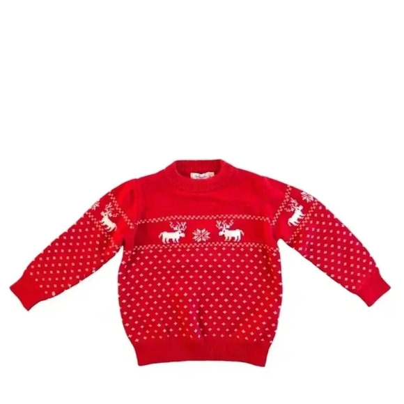 GRANDWISH Red Baby Boys Girls Christmas Sweater O-Neck Knitted Cotton SZ 4T - Picture 4 of 8
